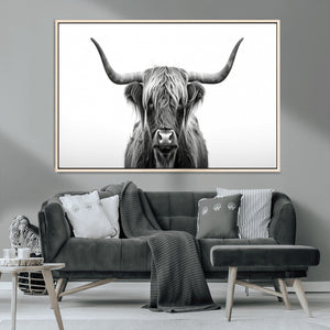 Highland Wall Art Canvas Print – Minimalist Black and White