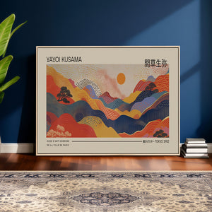 Yayoi Kusama Landscape Canvas Print, Vibrant Floral Mountain