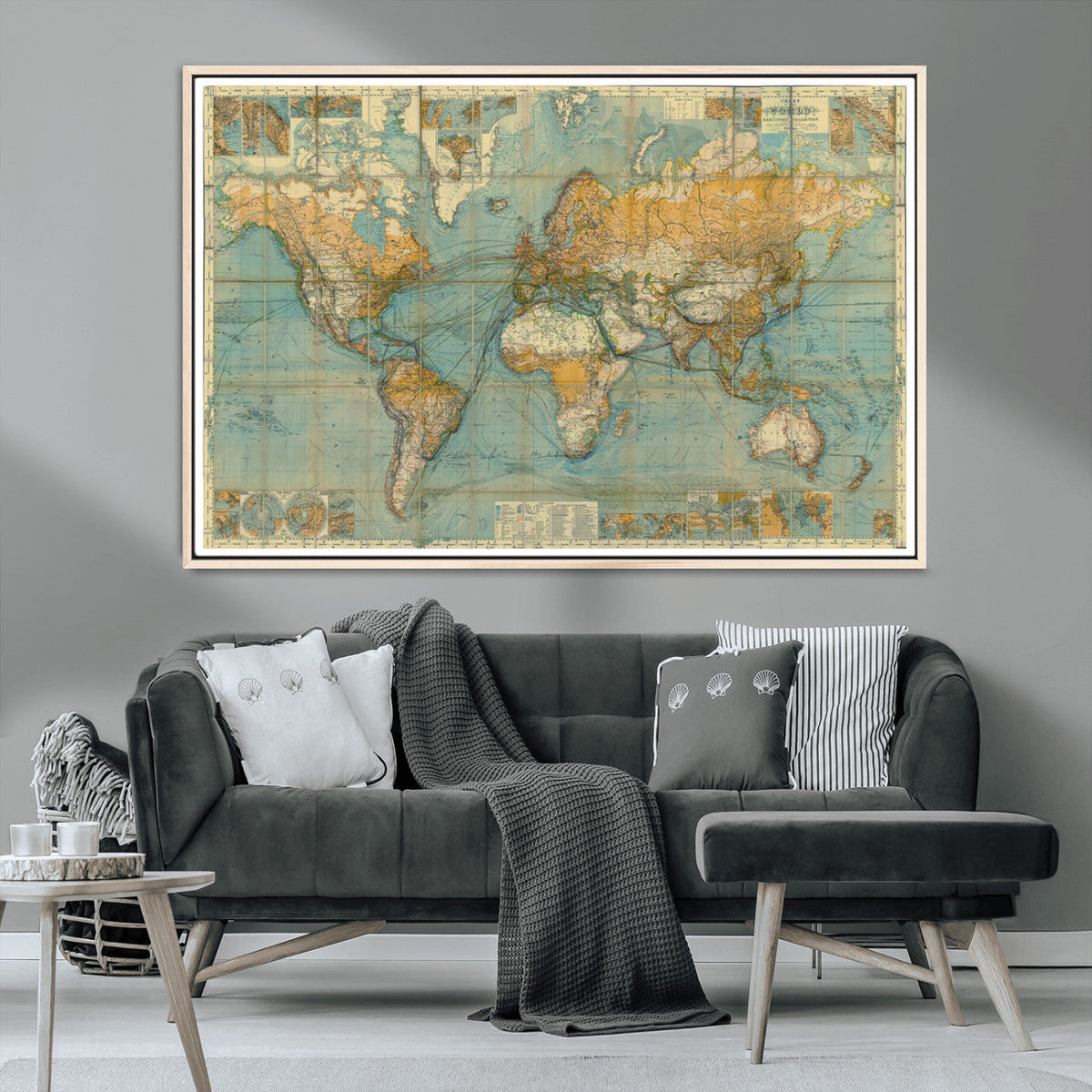 Push Pin World Map Canvas Print – Travel Tracker Wall Art