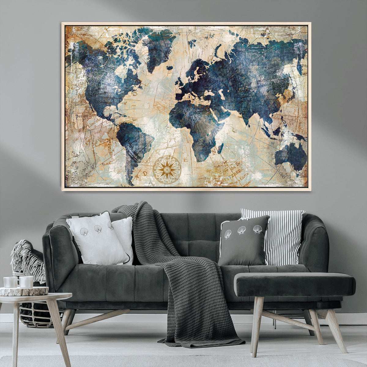 World Map Canvas Print – Framed Wall Art for Couples,