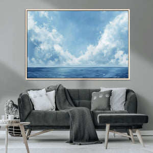 Abstract Ocean Print Artwork- Serene Blue Ocean Canvas Wall