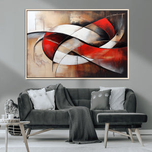 Abstract Wall Art - Modern Red and White Canvas Wall Art