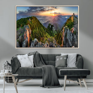 Mountain Sunset Panoramic Wall Art Canvas Print – Framed