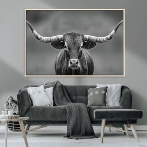 Texas Longhorn Wall Art Canvas Print – Framed Western Bull