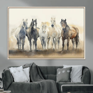 Wild Horses Wall Art Canvas Print, Framed Running Horses Art