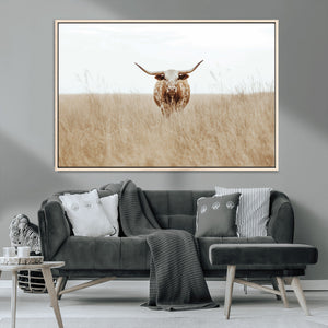 Texas Longhorn Wall Art Canvas Print – Framed Lone Cattle