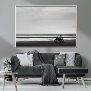 Motorcycle Beach Wall Art Canvas Print – Framed Vintage