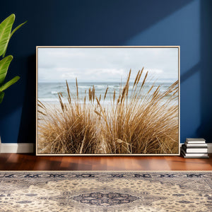 Beach Grass Wall Art Canvas Print – Framed Coastal Dunes Art
