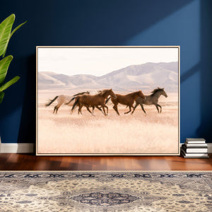 Wild Horse Wall Art Canvas Print – Framed Rustic Western Art