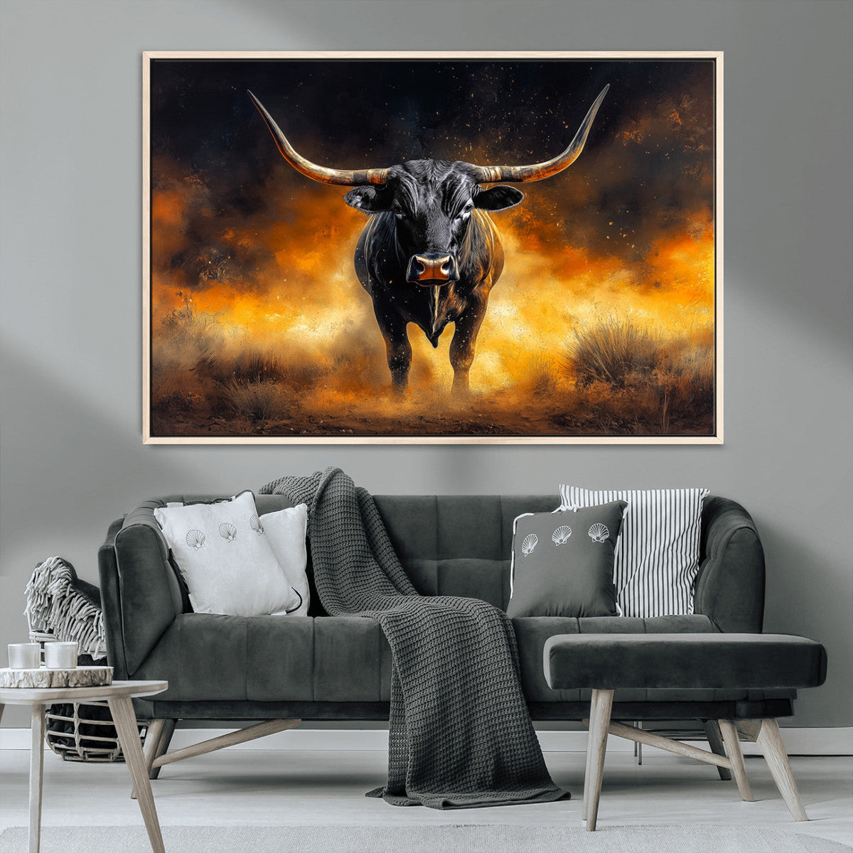 Longhorn Canvas Wall Art Canvas Print – Framed Bold Bull