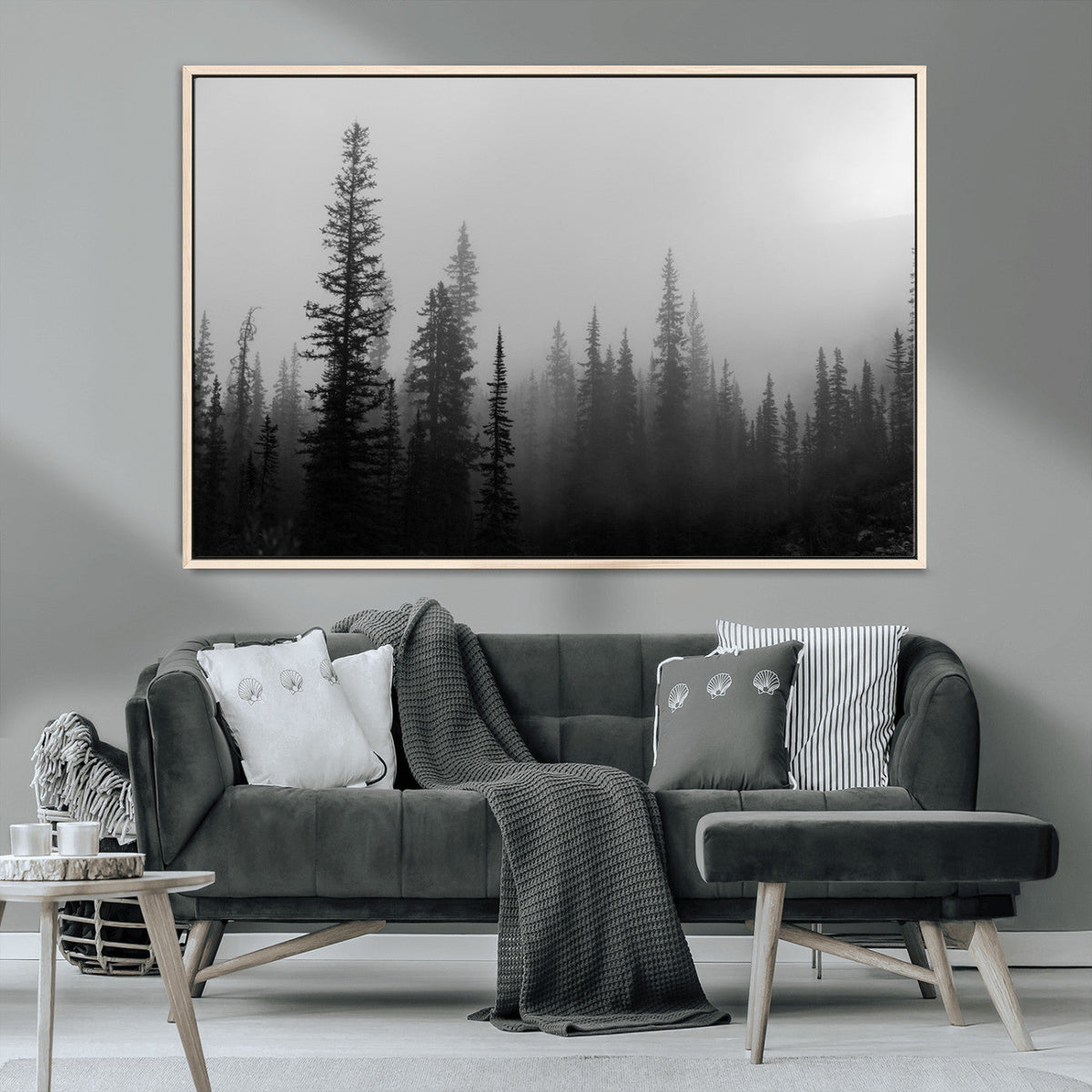 Misty Pines Wall Art Canvas Print – Framed Woodland