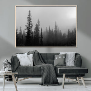Misty Pines Wall Art Canvas Print – Framed Woodland
