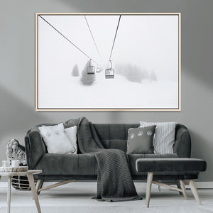 Ski Lift Wall Art Canvas Print – Snowy Alpine Landscape