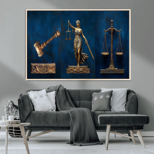 Lady Justice Wall Art Canvas Print – Elegant Gold Legal