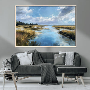 Marshland Wall Art Canvas Print – Serene Water Reflection
