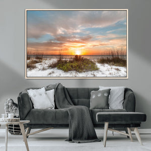 Sunset Beach Wall Art Print – Coastal Canvas Ocean Landscape