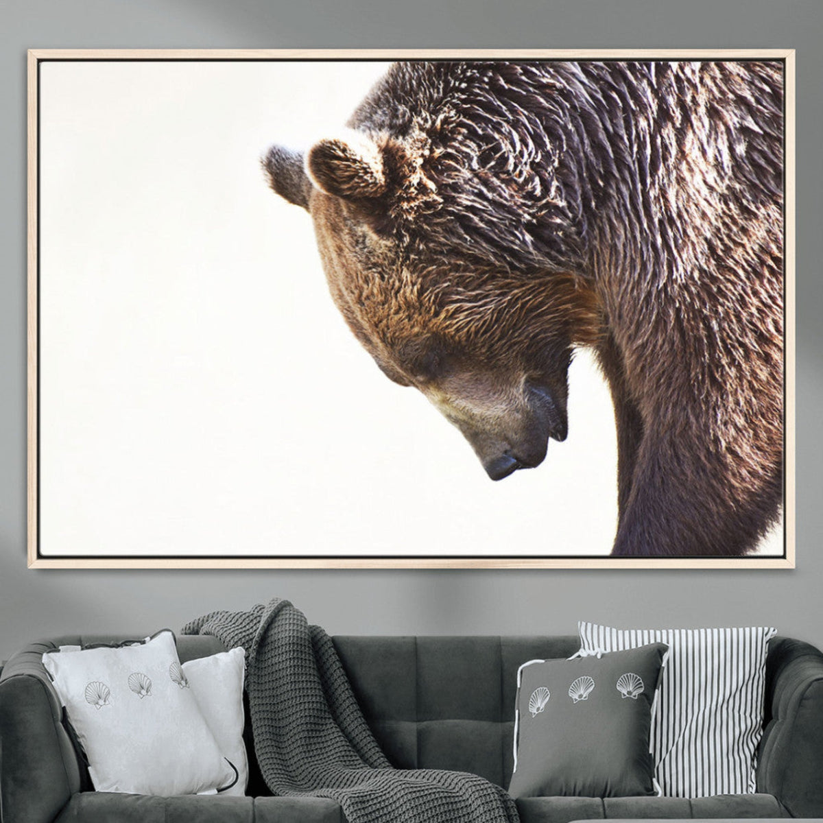 Grizzly Bear Canvas Wall Art Print – Framed Wildlife Nature