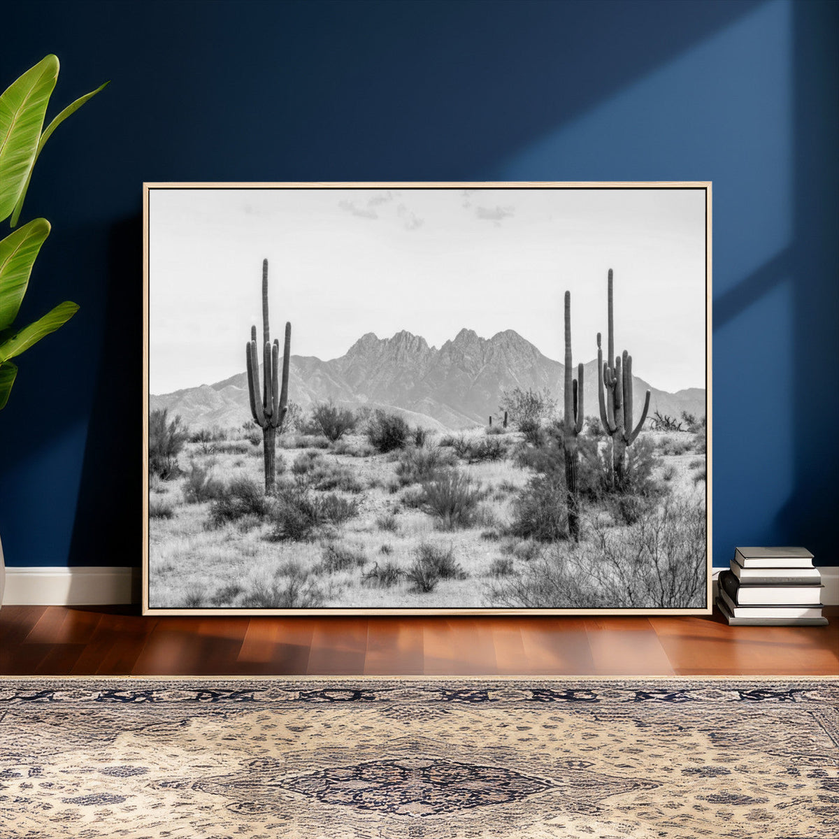 Black White Arizona Desert Canvas Wall Art Cactus Farmhouse