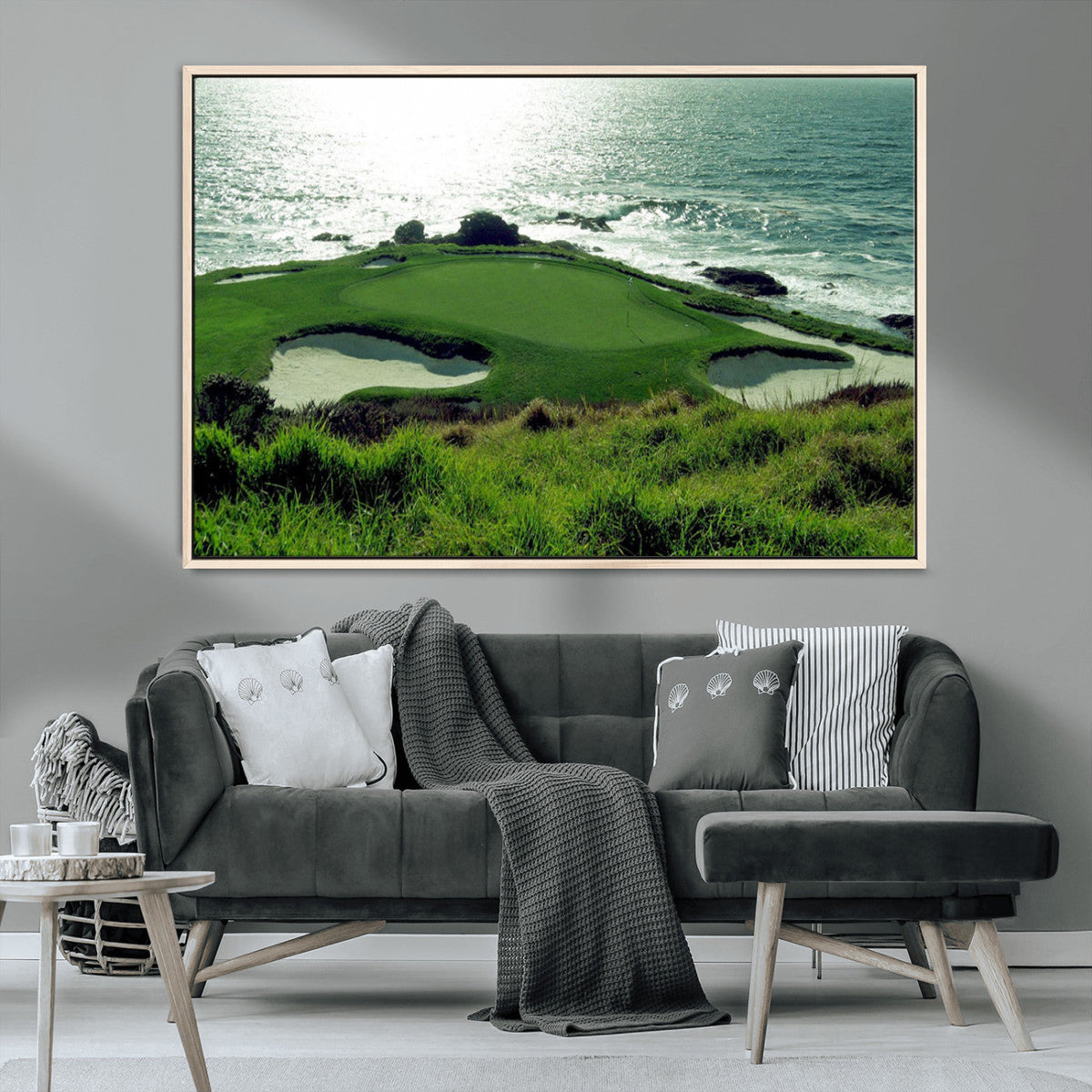 Coastal Golf Course Wall Art Canvas Print – Scenic Green