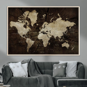 World Map Wall Art Canvas Print – Framed Travel Map Wall Art