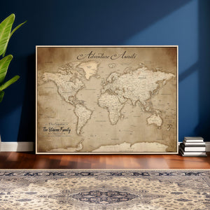 Personalized World Map Wall Art – Customizable Push Pin Map
