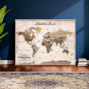 Custom Push Pin World Map Wall Art Canvas Print –