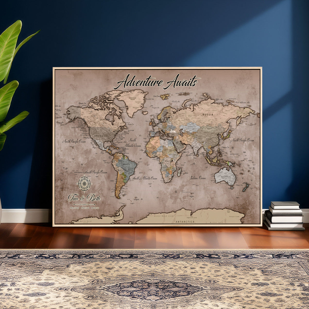 Custom Push Pin World Map Wall Art Canvas Print –