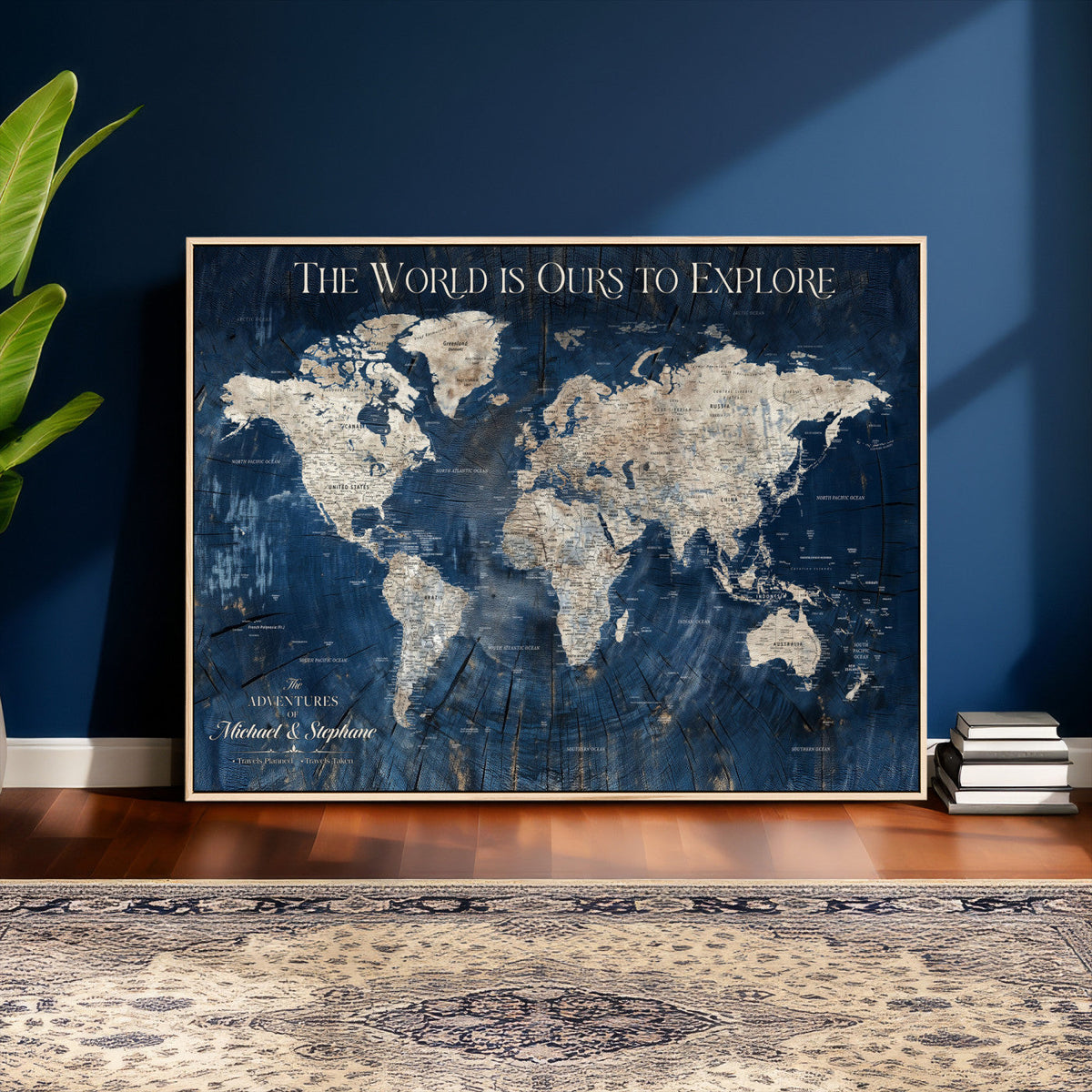 Custom Push Pin Travel Map Wall Art Canvas Print –