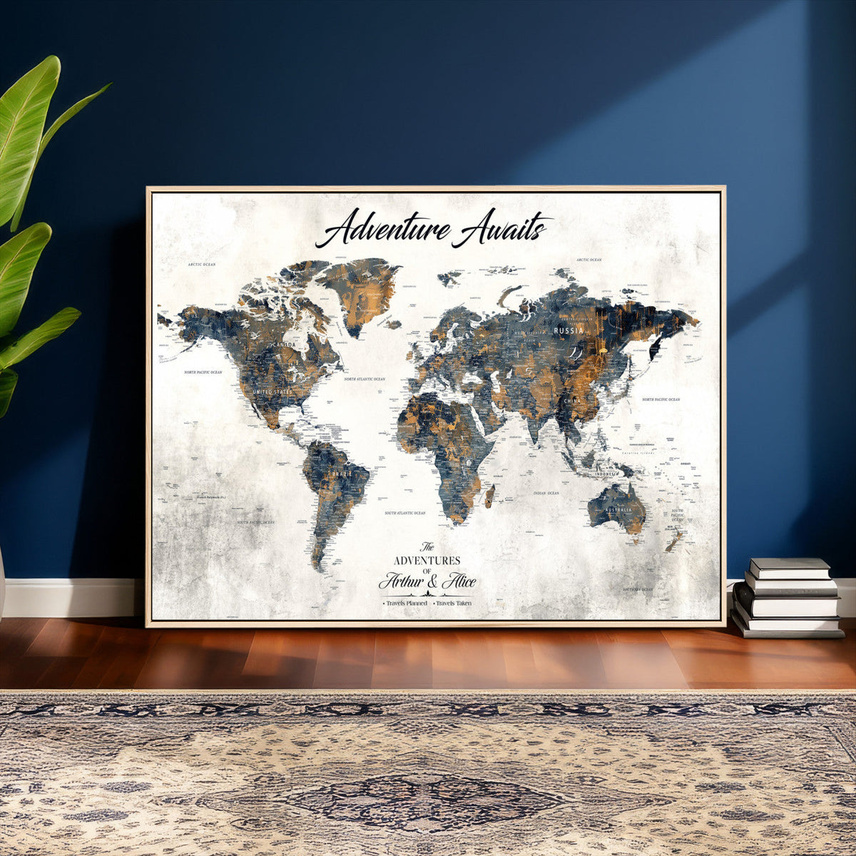 Custom Push Pin World Map Wall Art Canvas Print –