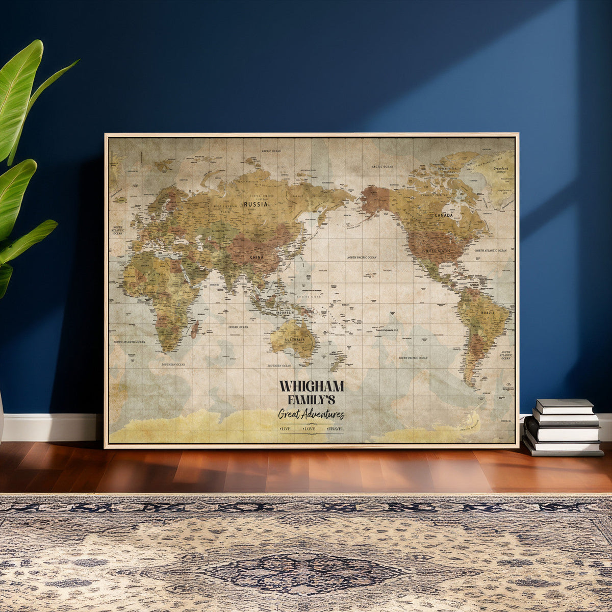 Personalized Push Pin World Map Canvas Print – Custom