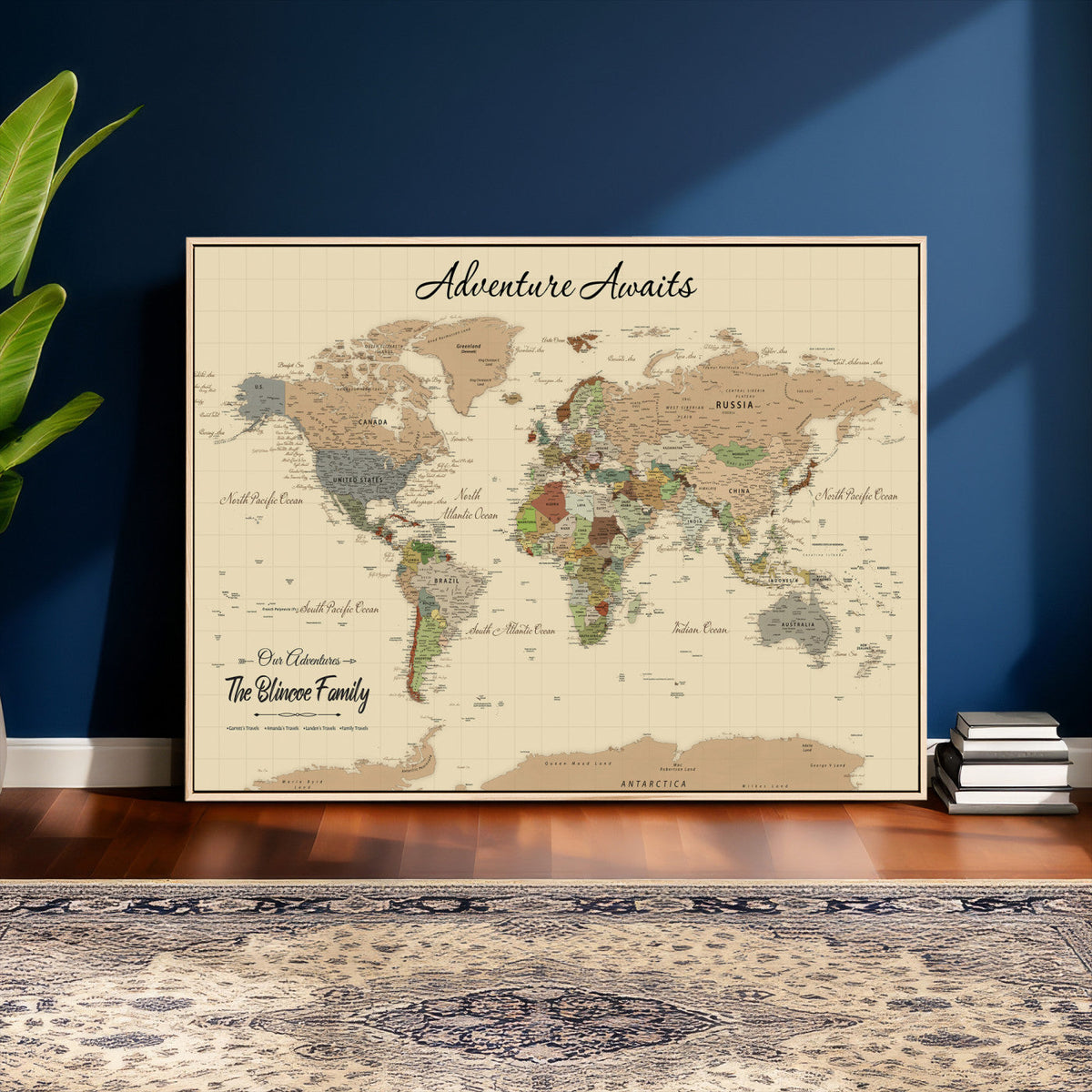 Custom Push Pin World Map Wall Art Canvas Print – Custom