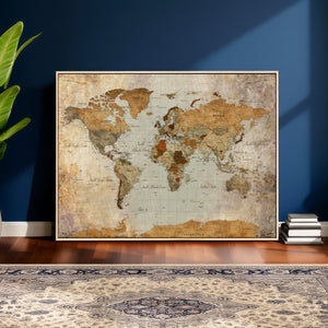 World Map Canvas Print – Detailed Map of the World Wall Art