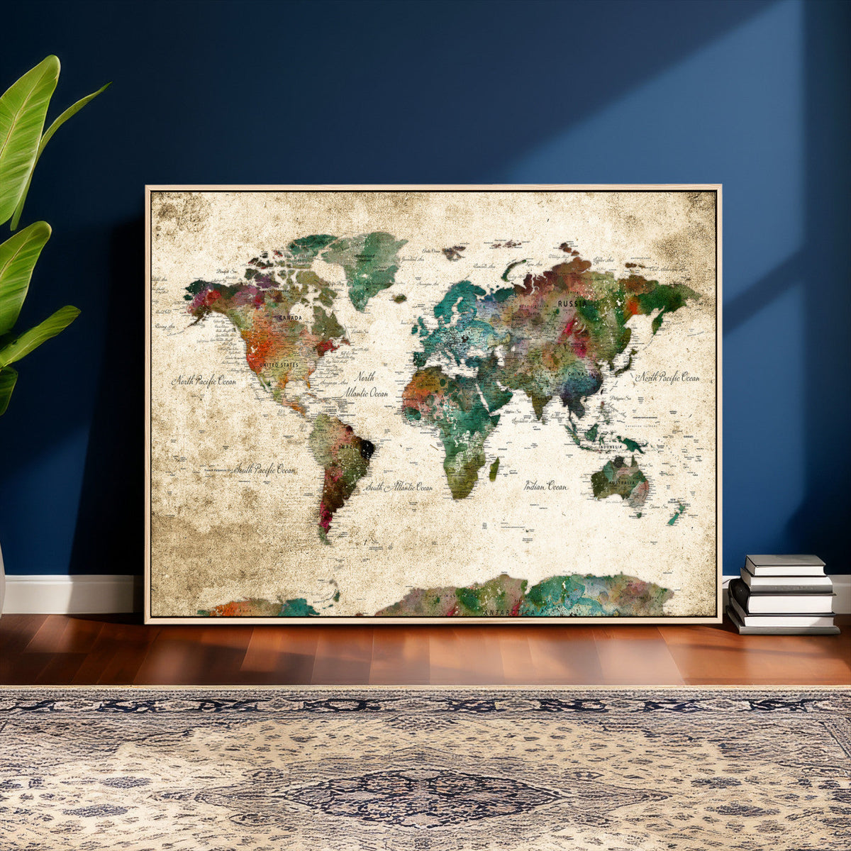 World Map Canvas Print – Framed Detailed Map of the World