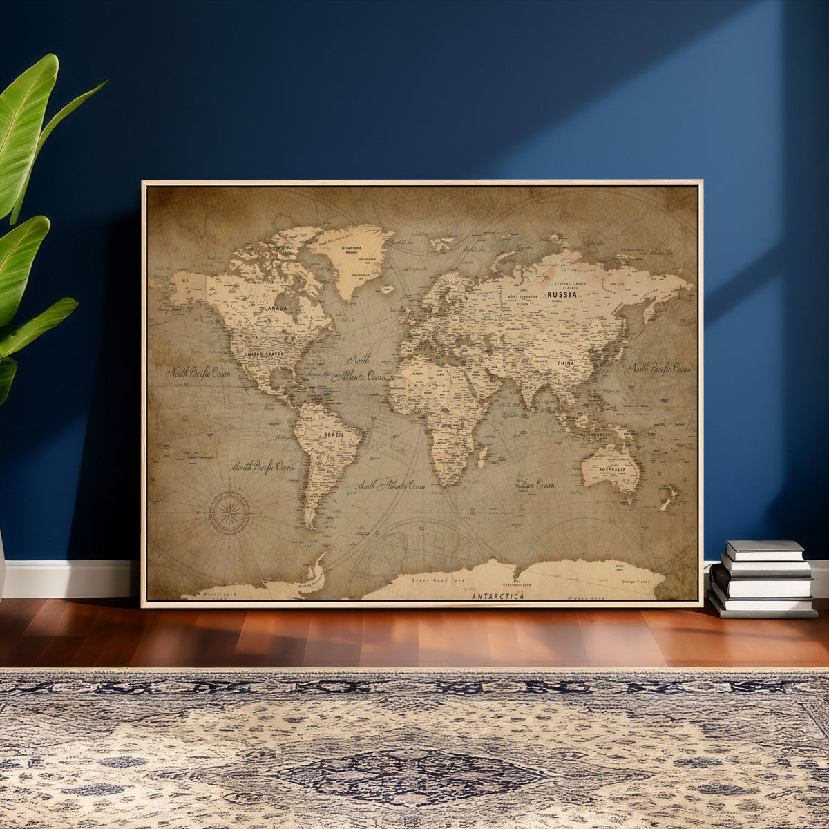 World Map Canvas Print – Framed Travel Map Wall Art for