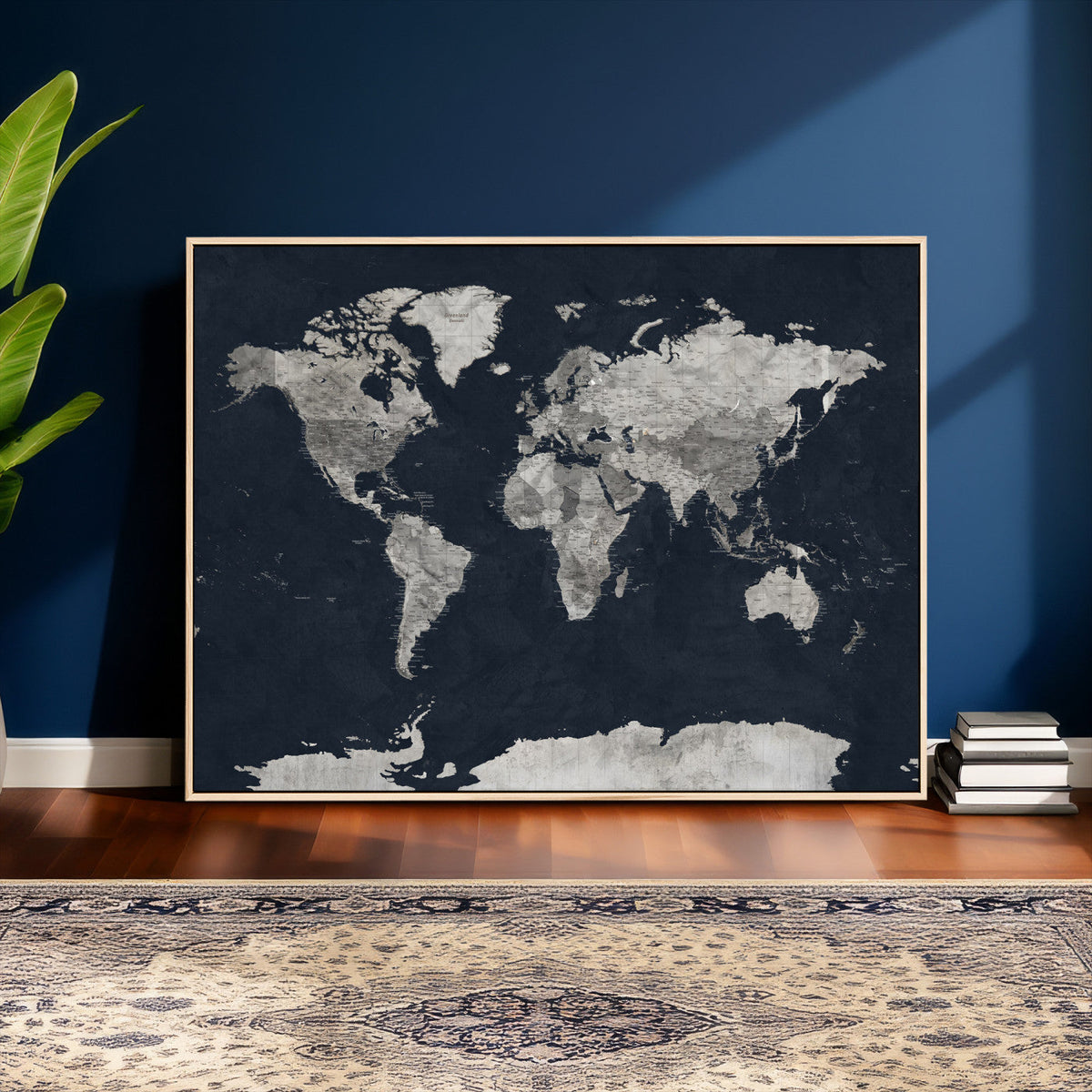 Colorful Watercolor World Map Canvas Print – Vibrant Framed