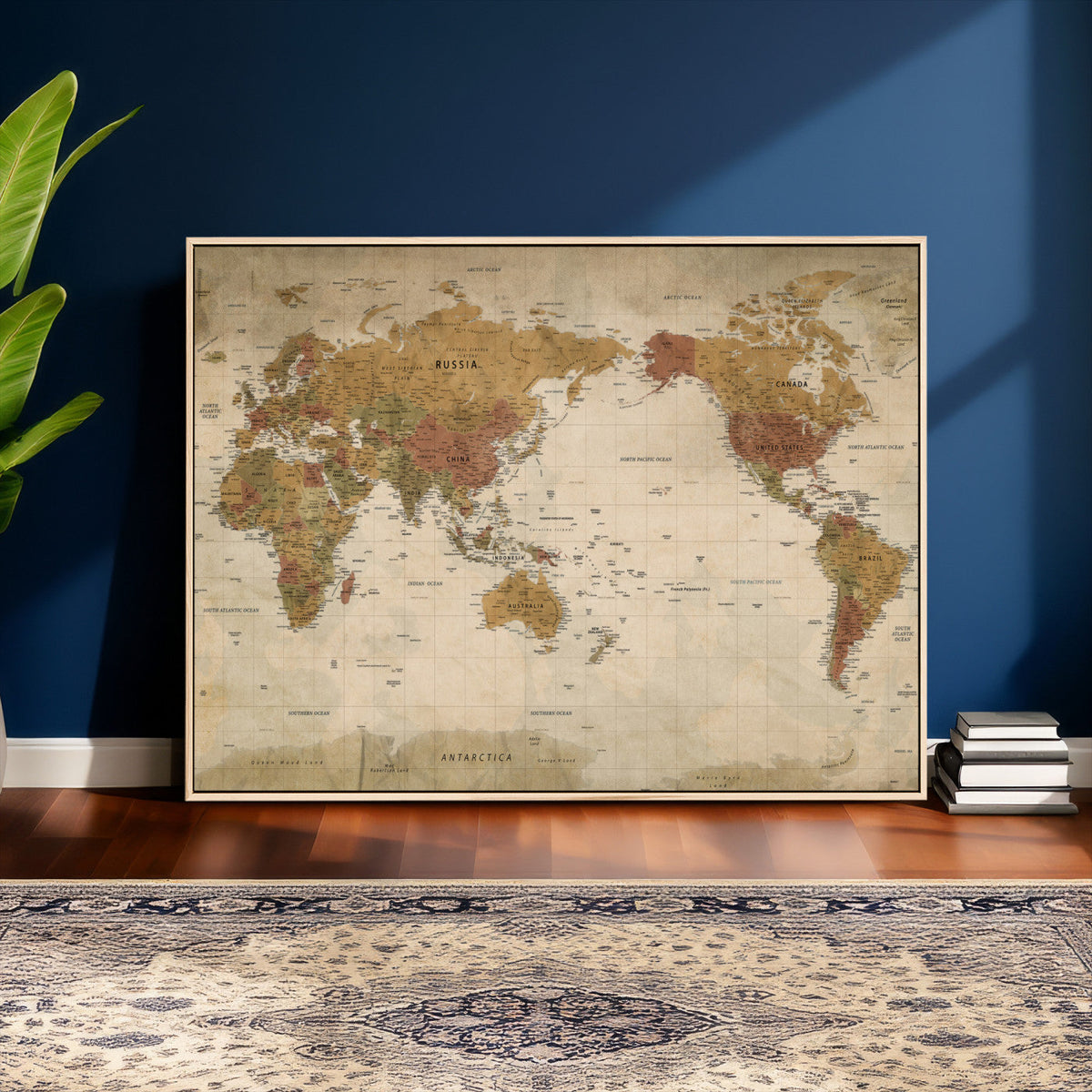 Vintage Detailed World Map Wall Art Canvas Print – Antique