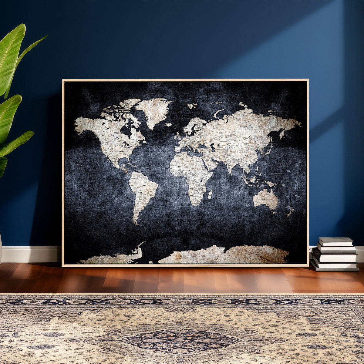 Vintage World Map Canvas Wall Art – Antique Triptych Map