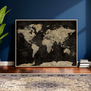 Push Pin World Map Canvas Wall Art Print, Interactive Travel