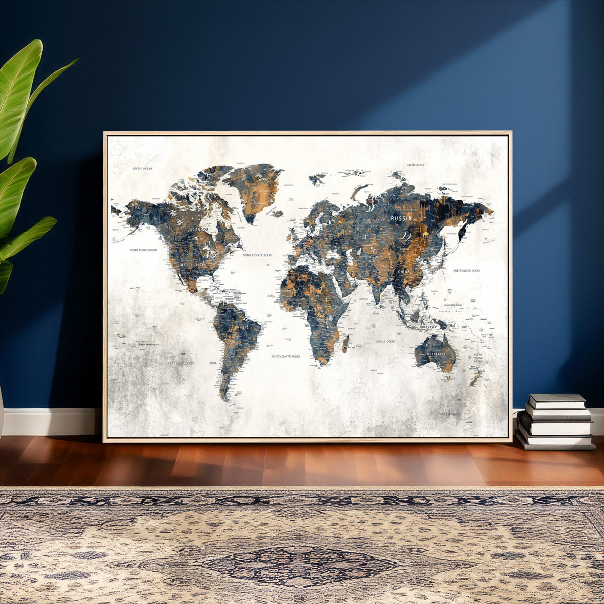 World Map Wall Art Canvas Print for Office Wall Decor