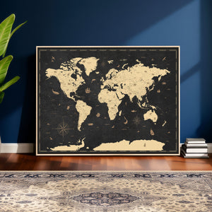 World Map Canvas Print – Detailed Map of the World Wall Art