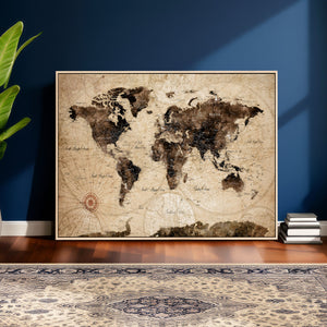 World Map Wall Art Canvas Print
