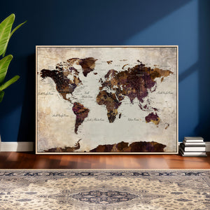World Map Canvas Triptych – Colorful Global Wall Art for