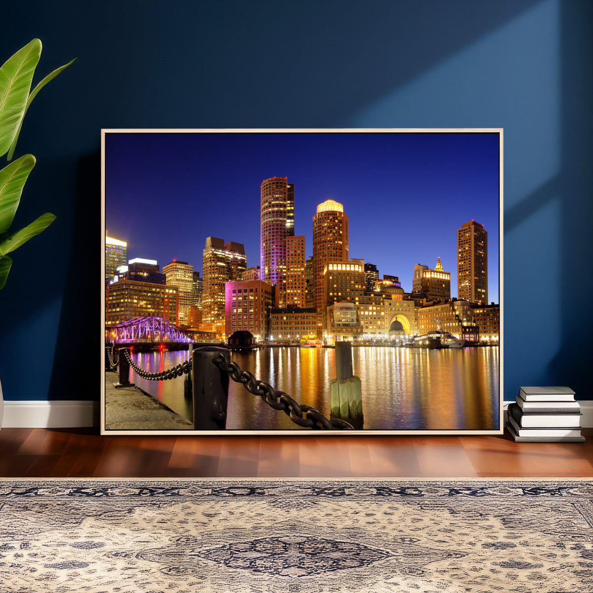 Boston Wall Art Canvas Print, Boston City Downtown Night