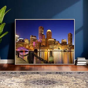 Boston Wall Art Canvas Print, Boston City Downtown Night