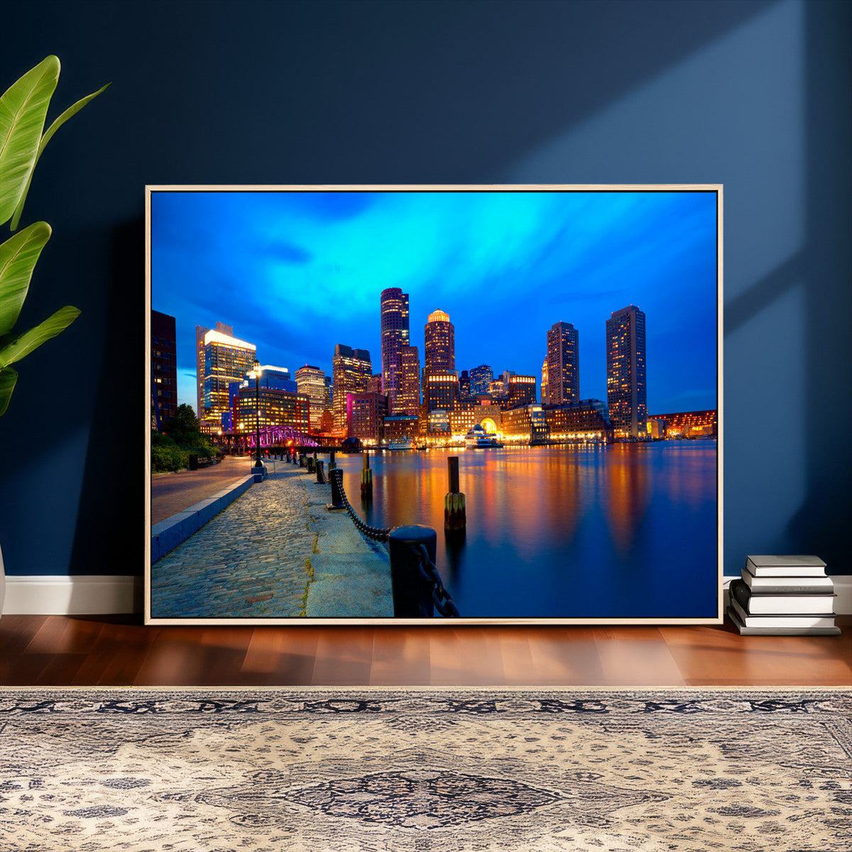 Boston Wall Art Canvas Print, Boston City Downtown Night