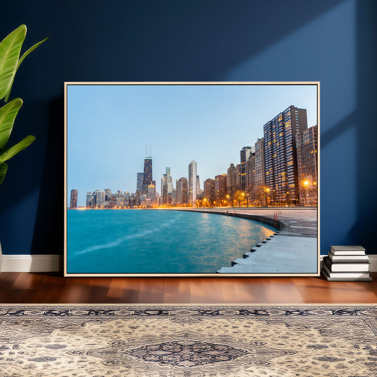 Chicago Wall Art Canvas Print, Chicago City Downtown Night