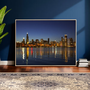Chicago Wall Art Canvas Print - Chicago City Downtown Night