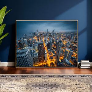 Chicago Wall Art Canvas Print - Chicago City Downtown Night