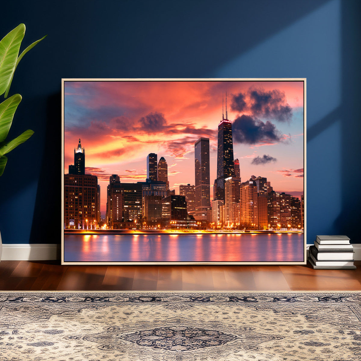 Chicago Wall Art Canvas Print - Chicago City Downtown Night