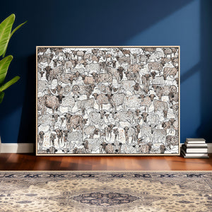 Abstract Texas Cow Wall Art Canvas Print - Farm Longhorn